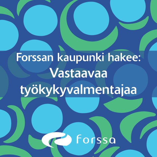 Sinivihreällä kuosipohjalla rekryilmoitus