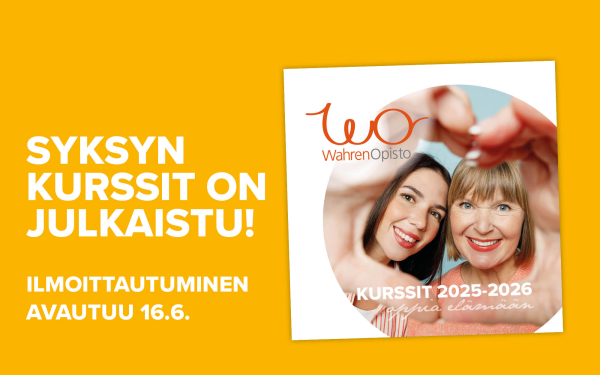 Wahren-opiston kurssi-ilmoittautumisen mainos