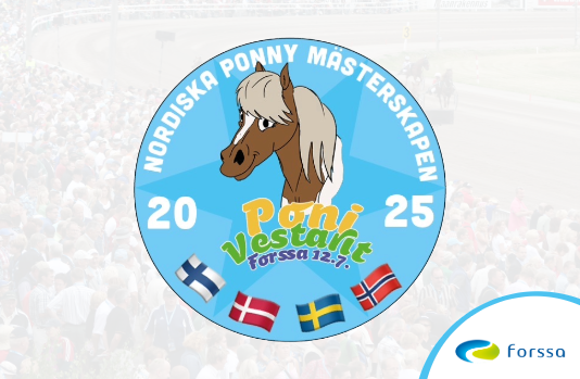 Ponivestarien logo, jossa poni sekä Pohjoismaiden liput.