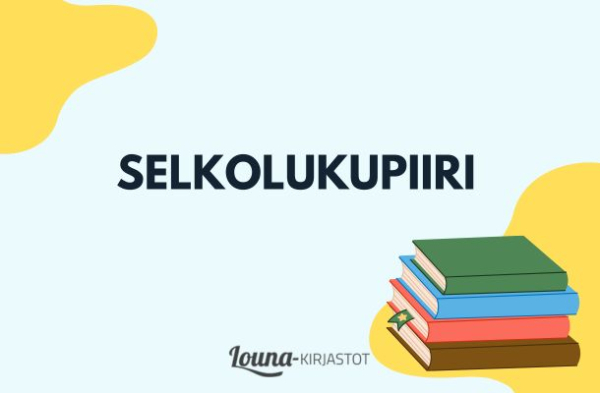 Selkolukupiirin mainos, jossa on kirjoja pinossa.