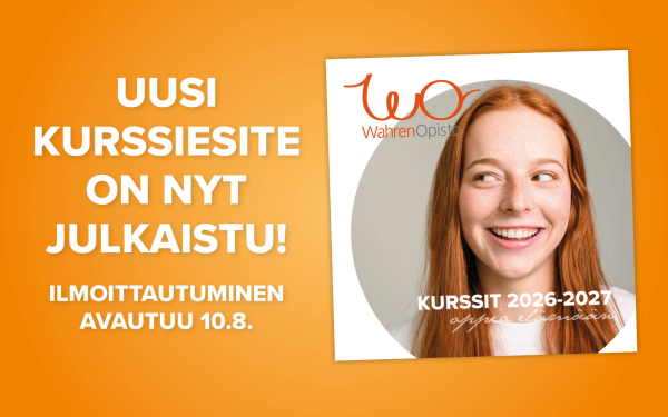 Wahren-opiston kurssi-ilmoittautumisen mainos