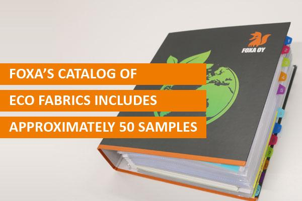 Foxa’s catalog of eco fabrics includes approximately 50 samples